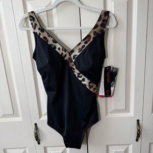 Roxanne Cheetah Print One Piece Swimsuit Womens Size 12/36D